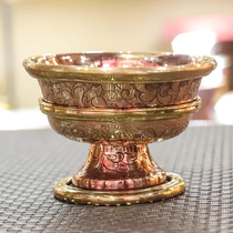 Nepalese craftsmanship pure copper carved water supply bowl eight auspicious cups eight treasure water bowl for Buddha ornaments 1 set 7 5cm
