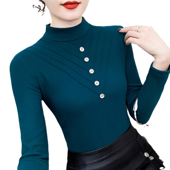 Autumn and winter new style german velvet bottoming shirt for women, half turtleneck, slim inner style, stylish and versatile t-shirt, fashionable warm top