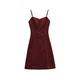 Xu Daqing French red corduroy suspender dress women's high waist short A-line skirt