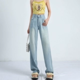 Ретро тонкие джинсы, штаны, подходит для подростков, по фигуре, свободный прямой крой