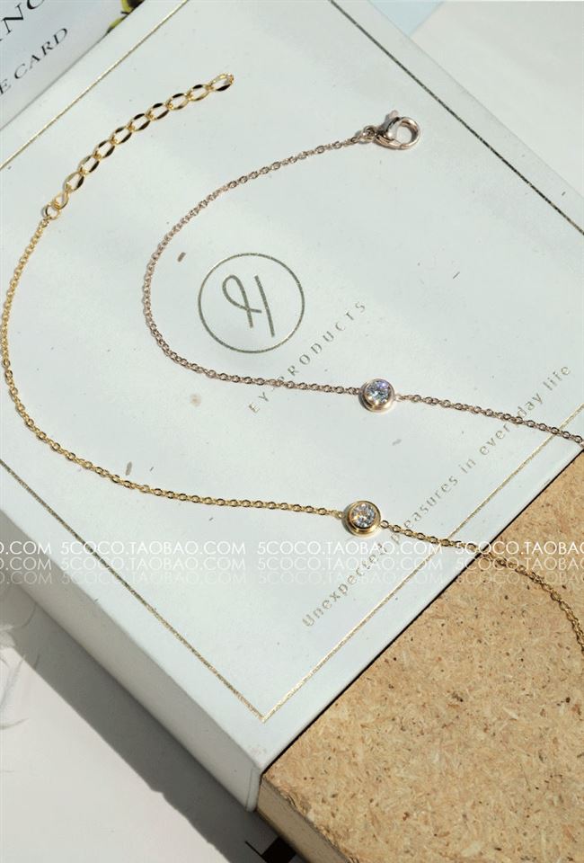 Thời trang Hàn Quốc đơn giản đầy đủ chuỗi đơn kim cương vòng tay nữ siêu mịn titan thép hồng mạ vàng hoang dã vòng chân trang sức tay - Vòng chân
