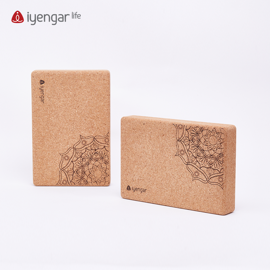 Iyengar Life Oak Cork Bricks Mandala Flower Peacock Yoga Bricks Environmentally Friendly Raw Materials Non-slip Durable
