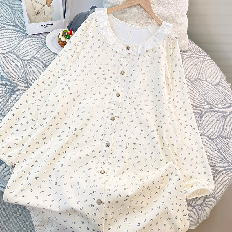 春秋纯棉带胸垫月子服医院待产裙产妇孕妇睡裙喂奶哺乳衣产前产后 — 4