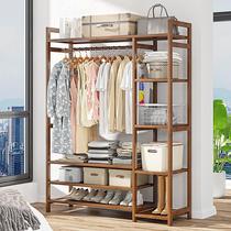 Bedroom solid wood wardrobe economical storage rack room clothes hanger floor storage coat rack storage childrens wardrobe