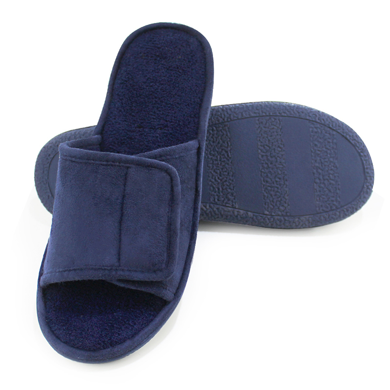 Men's Slippers with Adjustable Velcro Straps, Open-Toe, Breathable, for Spring and Summer, with Tpr Rubber Sole, Machine Washable