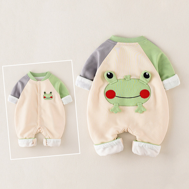 Baby clothes spring and autumn clothes double jacket cute super cute romper cotton outer wear newborn baby boy jumpsuit