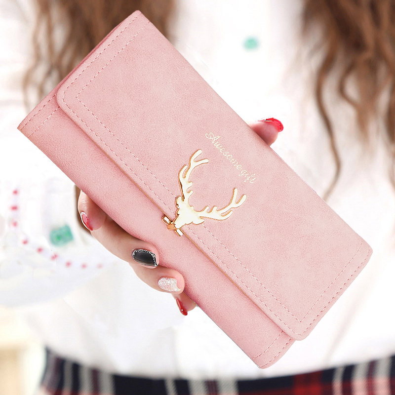 Matte Leather Long Wallet for Women 2026 New Style Simple and Fashionable European and American Style Large Capacity Small Deer Leather Wallet