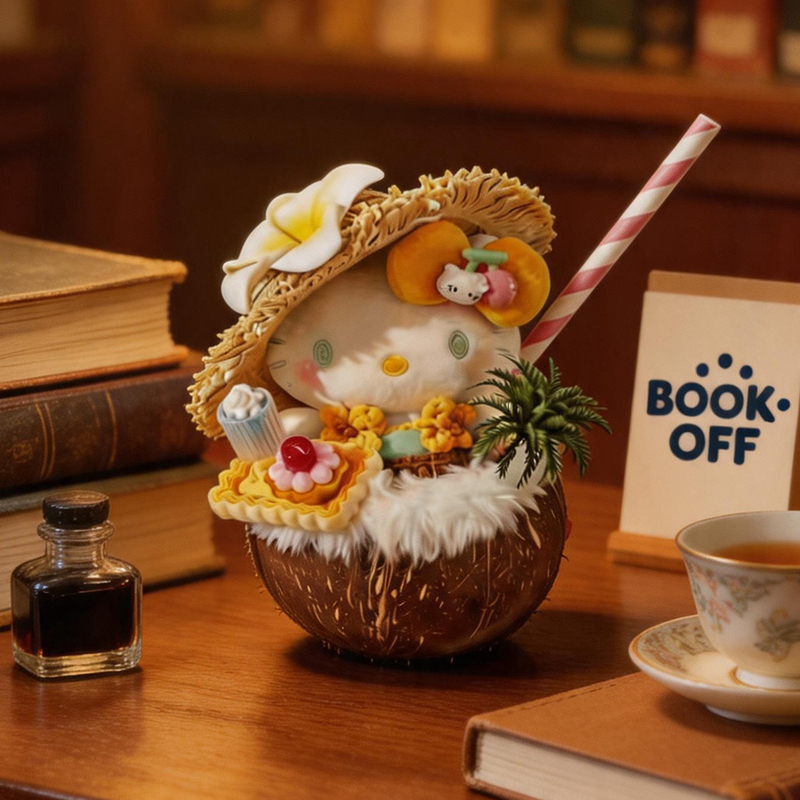 Japanese Bookoff Summer Coconut Kitty Pendant Hello Kitty Plush Doll Ornament Bag Pendant Gift