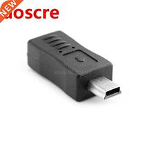 1 PC Black Micro USB Female to Mini USB Male Adapter Charger