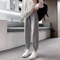 Gray sweaters female spring and autumn thin beam leg casual pants appear thin and Harlan straight lantern cage pants