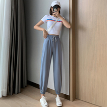 Ice Silk Sports Pants Women Loose Bunches Summer Thin CASUAL WEAR PANTS COPPER AMMONIA SILK MOSQUITO-PROOF GROWN-UP WIDE LEG LAMP CAGE PANTS