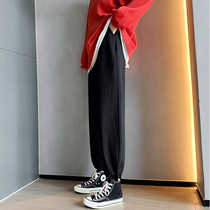 Sports pants woman loose bunches foot autumn winter plus suede straight cylinder display slim Harun pants 2020 new casual light cage pants