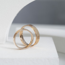 The rest of the life jewelry print series 18K gold diamond pair ring exclusive fingerprint custom wedding ring creative gift