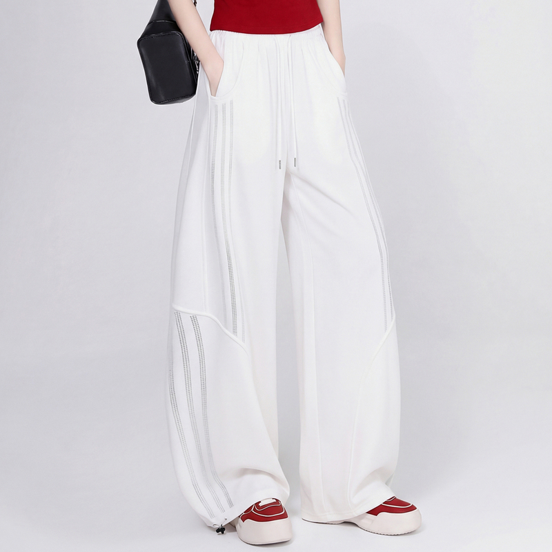 Jazz Dance White Sweatpants for Women, Spring and Summer Thin Straight-Leg Casual Pants, Loose Dance Pants for Street Dance and Square Dance