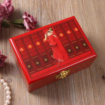 Teacher Cheng retro silk jewelry box with copper wire shell inlaid dressing box piano paint surface flat light push lacquer