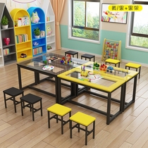 Kindergarten Class Table And Chairs Students Training Table Handmade Painting Fine Arts Rounded Edges Tempered Glass Table View Drawing Room Table
