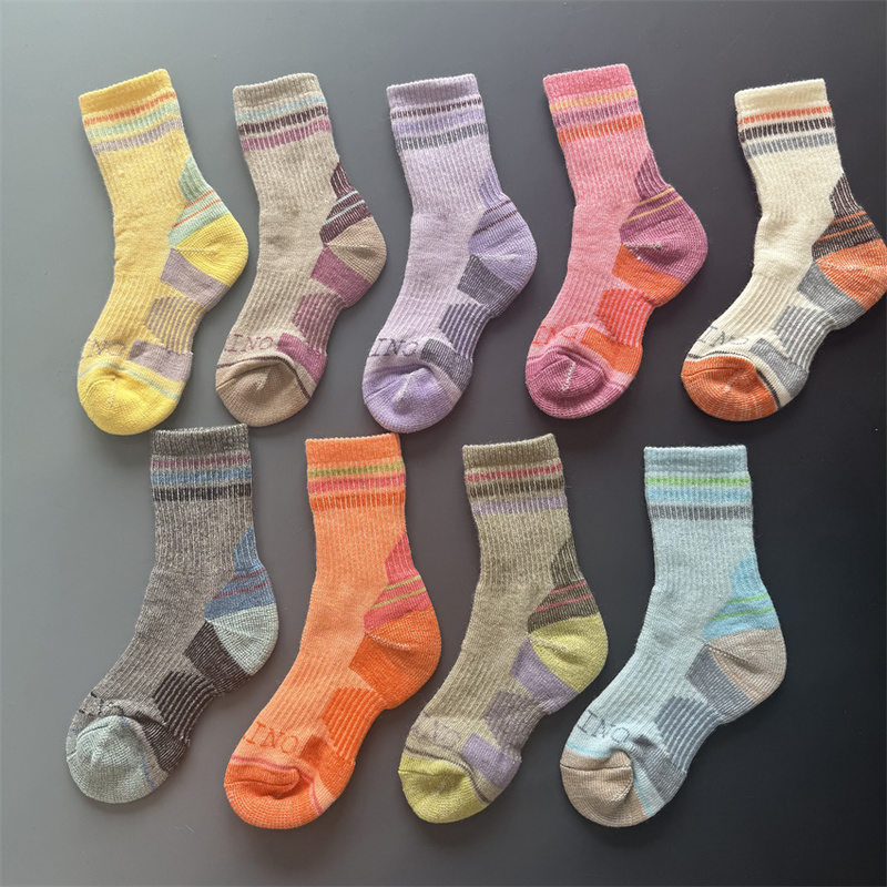 Parent-Child Socks 80% Wool Merino Thickened Warm Terry Loop Socks for Men and Women Outdoor Hiking Sports Skiing Socks