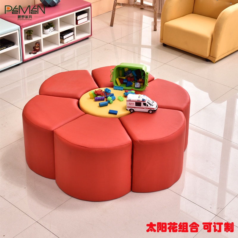 Custom soft bag pentagonal sunflower greed for snakes creative stool Bench Round Stool for shoe changing stool Activities Color leather stool
