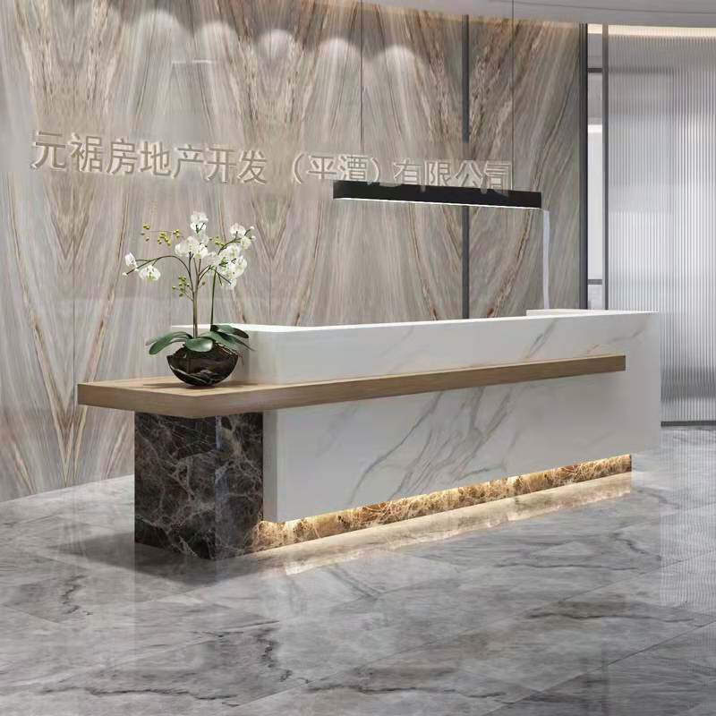 Company reception desk simple modern imitation marble paint beauty salon cashier counter lobby service bar