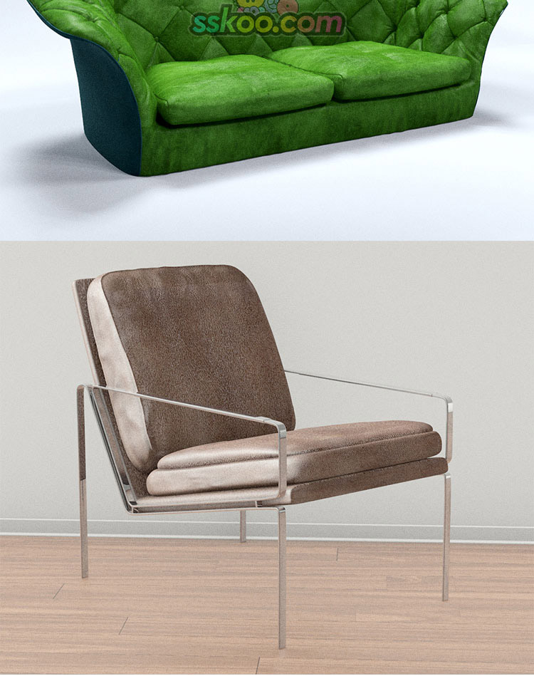 椅子皮质沙发创意场景立体3D三维模型C4D工程文件模板设计素材插图4