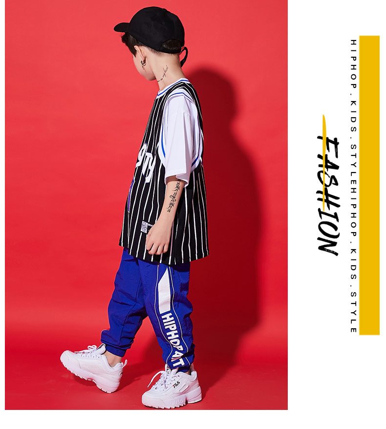 Trang phục khiêu vũ đường phố hip hop cho bé trai Quần dài tay ngắn Quần áo hiphop Quần áo trẻ em đường phố cho thấy thủy triều đồ cho bé trai