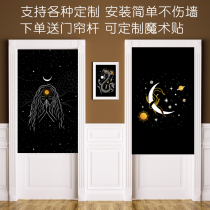 Black gold ins Wind Nordic curtain home bedroom fabric partition curtain kitchen half curtain custom Velcro