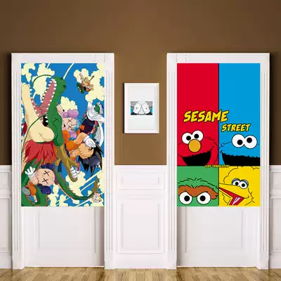 Nordic ins curtain bedroom bedroom bedroom student kitchen half curtain short partition window Sesame Street hanging cloth custom Velcro