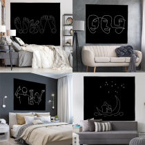 ins simple lines hanging cloth Nordic cold wind background wall cloth art dormitory bedside rental house vertical version customization