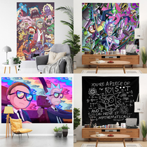 Rick and Morty hanging cloth bedside tide card ins background cloth bedroom tapestry horizontal wall cloth custom Velcro