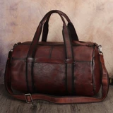 Ретро кожаная сумка для путешествий, вместительная и большая сумка через плечо, воловья кожа, из натуральной кожи