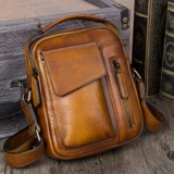 Ретро барсетка, кожаная небольшая сумка, сумка через плечо, сумка на одно плечо для отдыха, воловья кожа, из натуральной кожи