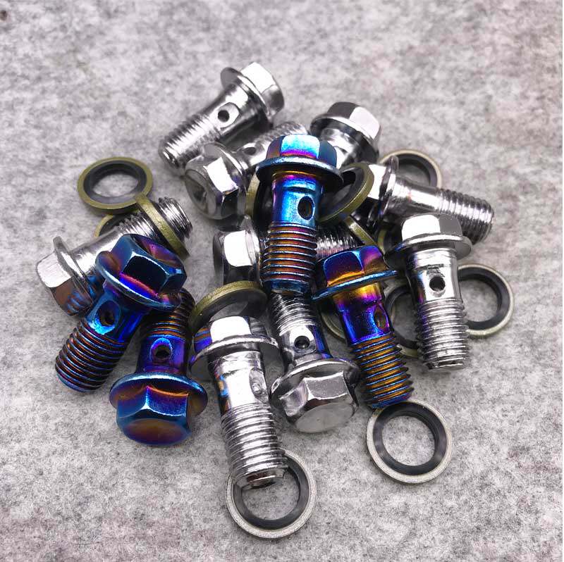 Titanium alloy front brake tubing screw cross-country locomotive retrofit front brake tube screw M10 * 1 0 25 1 25