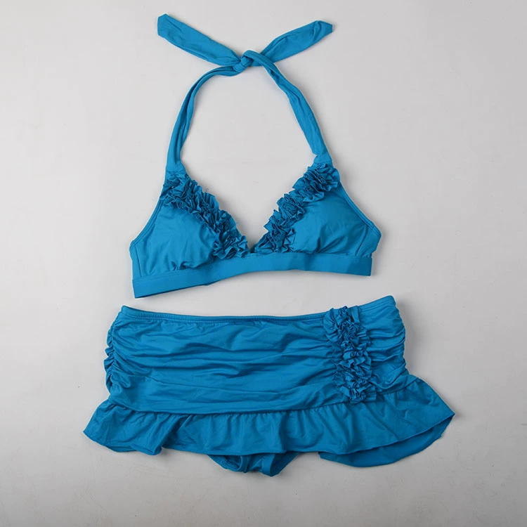 Châu Âu và Mỹ cổ điển rắn màu Bikini mỏng cộng với váy cỡ lớn bikini áo tắm nữ KC015 - Bikinis