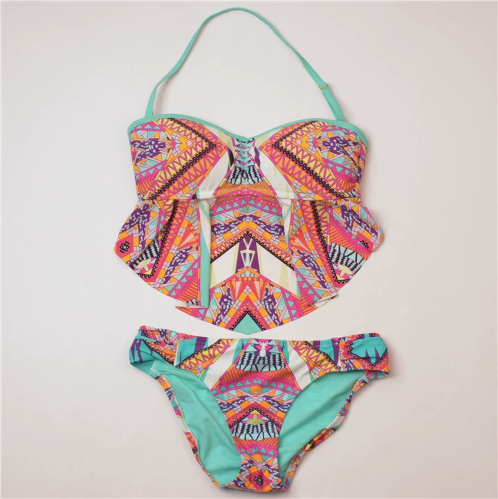 Mỹ Je ** ca mồ côi gợi cảm bikini băng bó ống đầu xù dân tộc bộ đồ bikini áo tắm phụ nữ - Bikinis