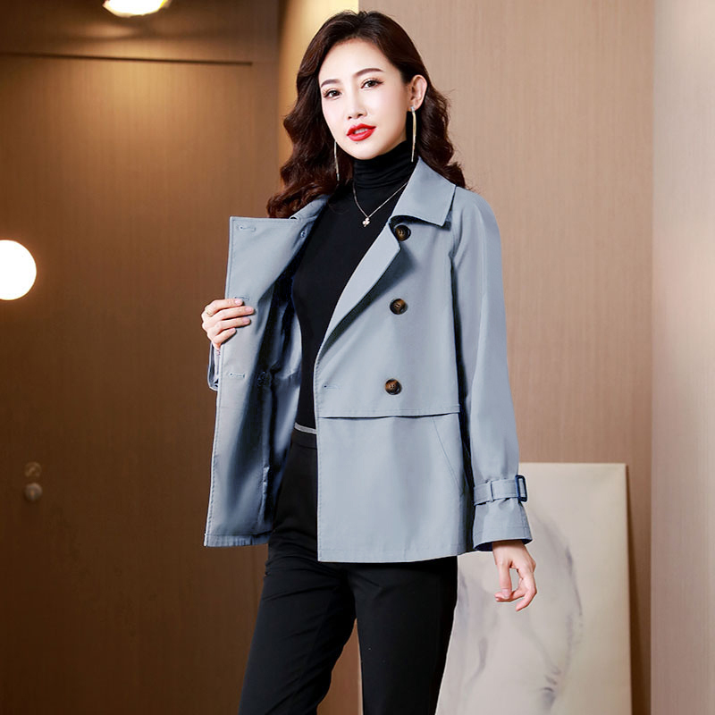 High-End Women's Trench Coat with Double-Breasted Buttons, New Spring Korean Style Jacket, Casual Petite Design, Loose Short Coat