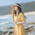 Mùa hè 2019 mới của phụ nữ thon dài phiên bản Hàn Quốc của eo tiên cổ tích tay áo ngắn nhỏ nút tươi - Váy eo cao 	váy body xoắn eo Váy eo cao