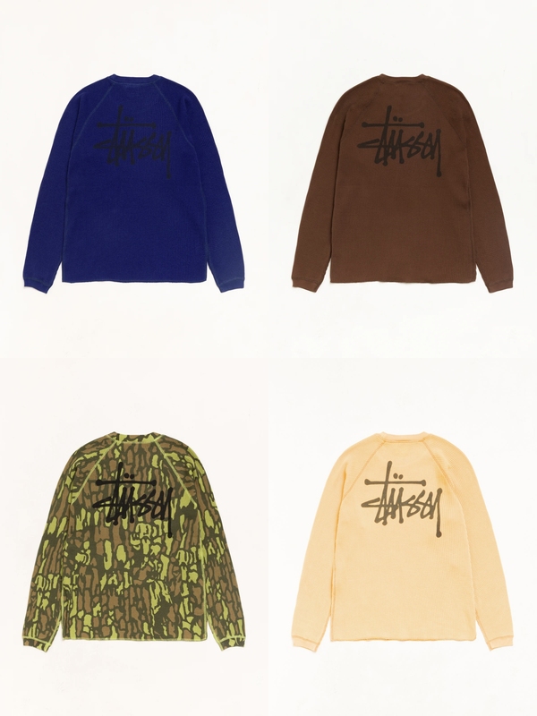 『In Transit』Stussy 25Ss New Waffle Knit Crew Neck Long Sleeve T-Shirt