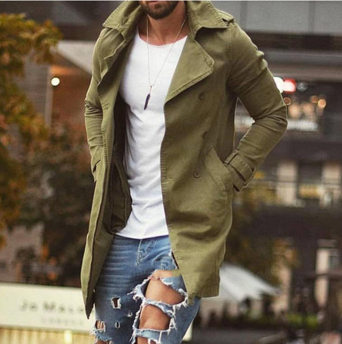 Jacket Long Coat For Men Plaid Jackets 2020 Cartoon Solid