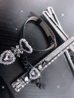 taobao agent Hand -made Japanese lolita girl mines, mass -produced cortex bows, love rhinestone pendant bracelet