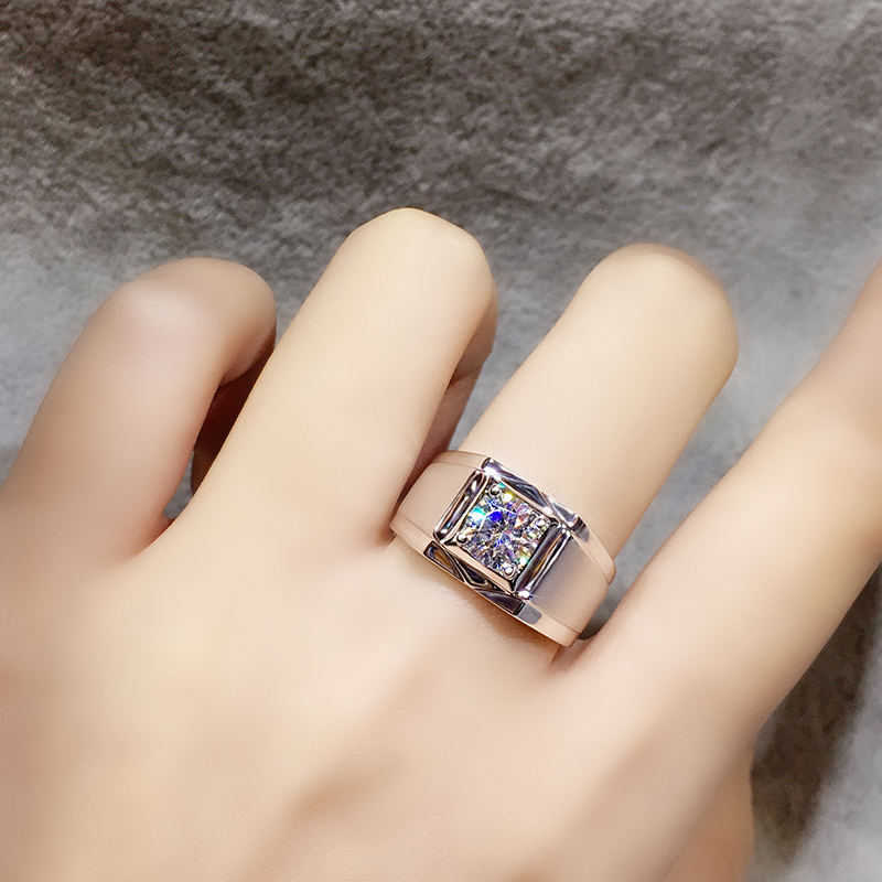 Chow Tai Fook pt950 platinum men's diamond ring simple domineering men's wedding ring 18k platinum wedding ring