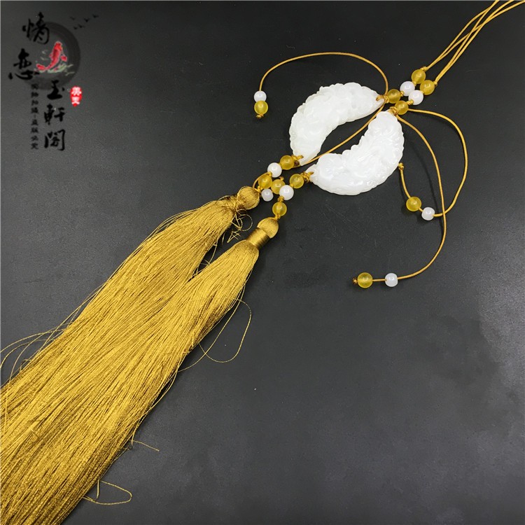 Chinese style dragon and phoenix pair with jade pendant Hanfu accessories Chinese style cheongsam press lapel buckle collar buckle waist pendant pendant pendant