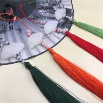 White Jade jade flower blossom rich fan drop tassel car hanging Hanfu waist wear classical ancient style accessories with hanging accessories press flap