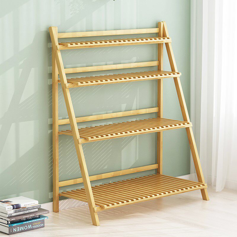 Flower shelf balcony solid wood Indoor folding minimalist Furnishing Layer Shelving Floor Green Loo Potted Province Space-Taobao