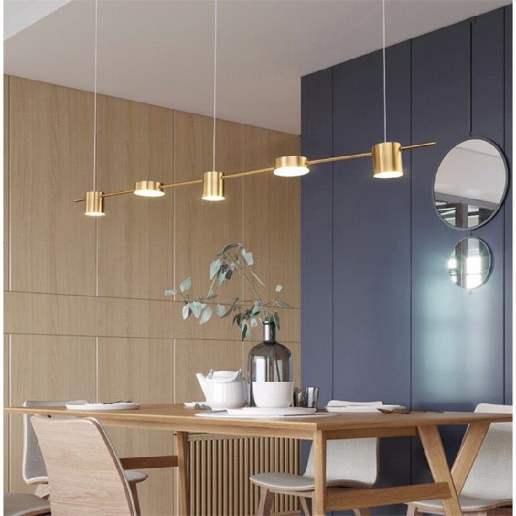 Minimalist restaurant lamp Nordic modern minimalist creative three high-end designers light luxury long dining table one word bar chandelier