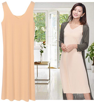 Export flesh-colored V-neck ice silk seamless vest for women, long version of versatile bottoming shirt, sexy nightgown, straps, skin-colored petticoat