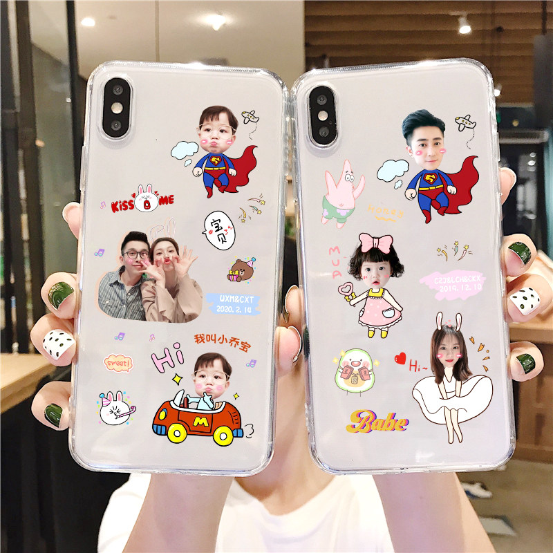 DIY couple mobile phone case customization suitable for iphone12 parent-child photo 11 any model X apple 13promax