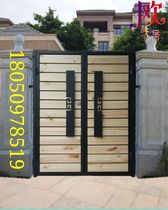Iron Art Solid Wood Door Courtyard Door Villa area Garden Minjuku Courtyard Single Open Double Open Size Yard Gate Entrance Door