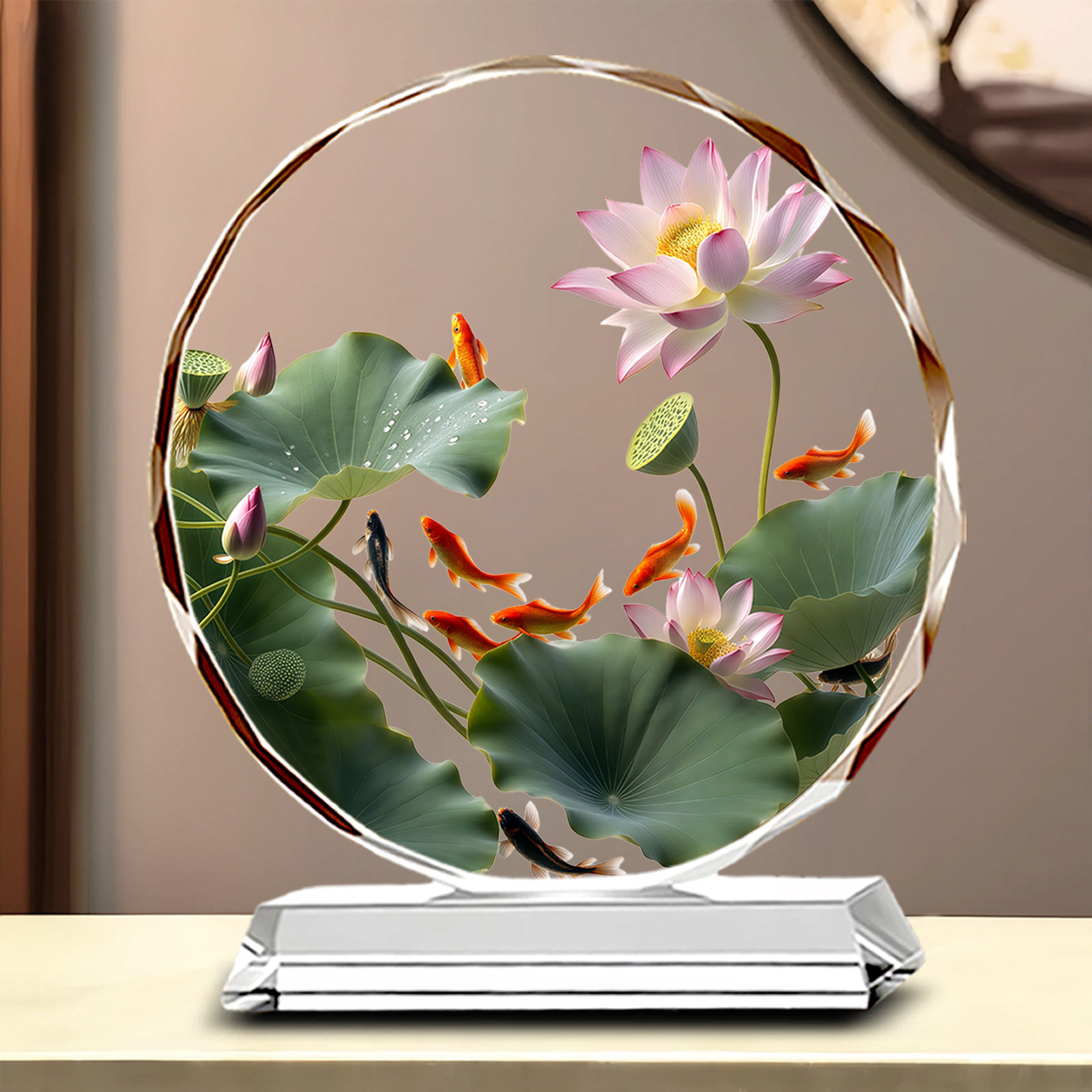 可定制九鱼水晶桌面摆件客厅电视柜公司前台寓意装饰品高档礼物