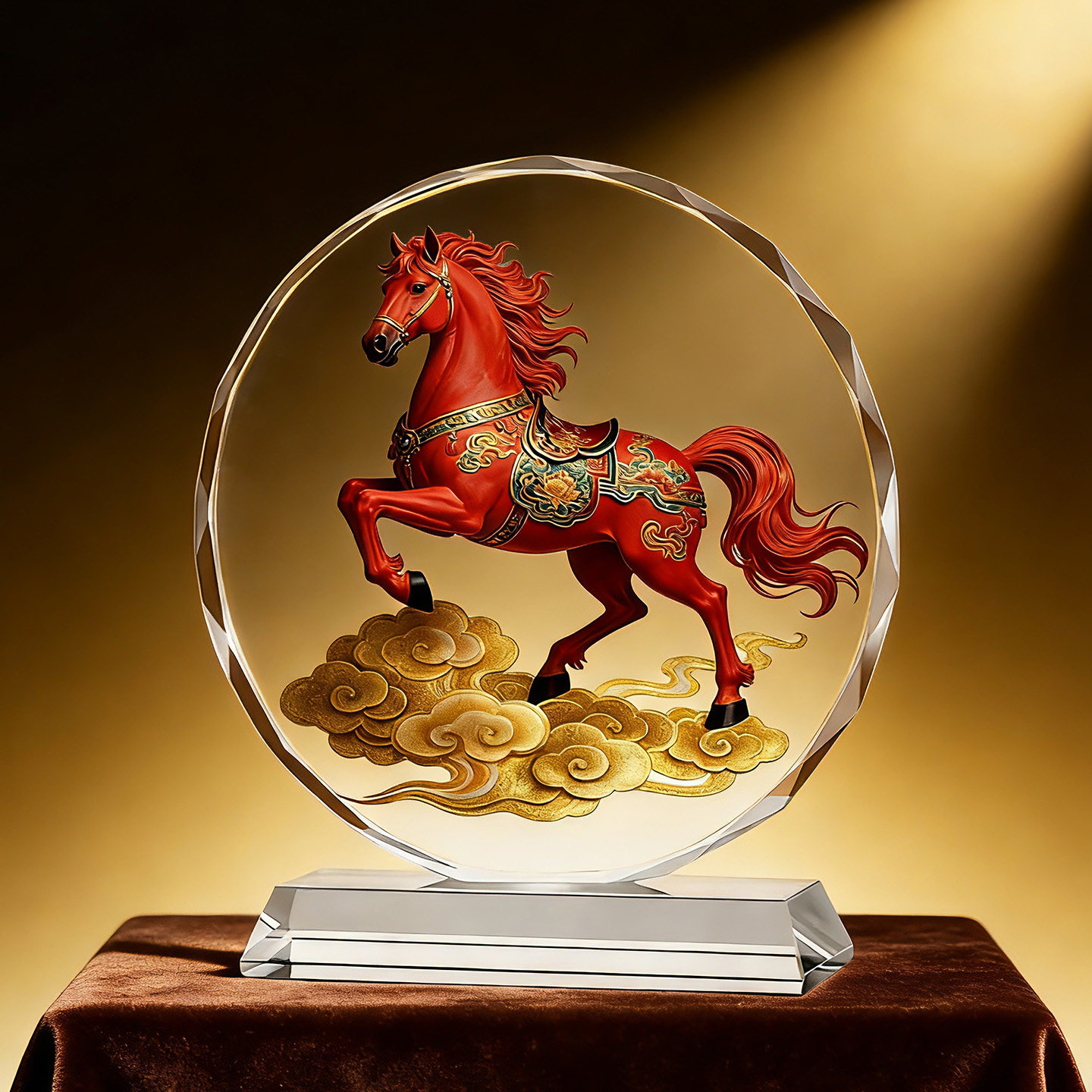 可定制马踏祥云水晶摆件客厅玄关酒柜办公室寓意送礼乔迁艺术品