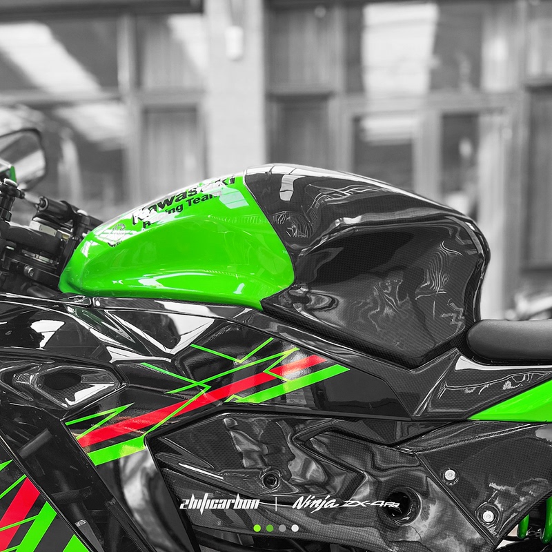 【Zhiji Creation】Zx4R/Zx4Rr Modified 3K Real Carbon Fiber Racing Fuel Tank Cover Sticker Shell/Cap